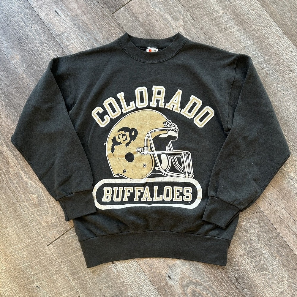 Vintage Colorado Buffaloes Sweatshirt NCAA Football 80s Helmet Black Medium